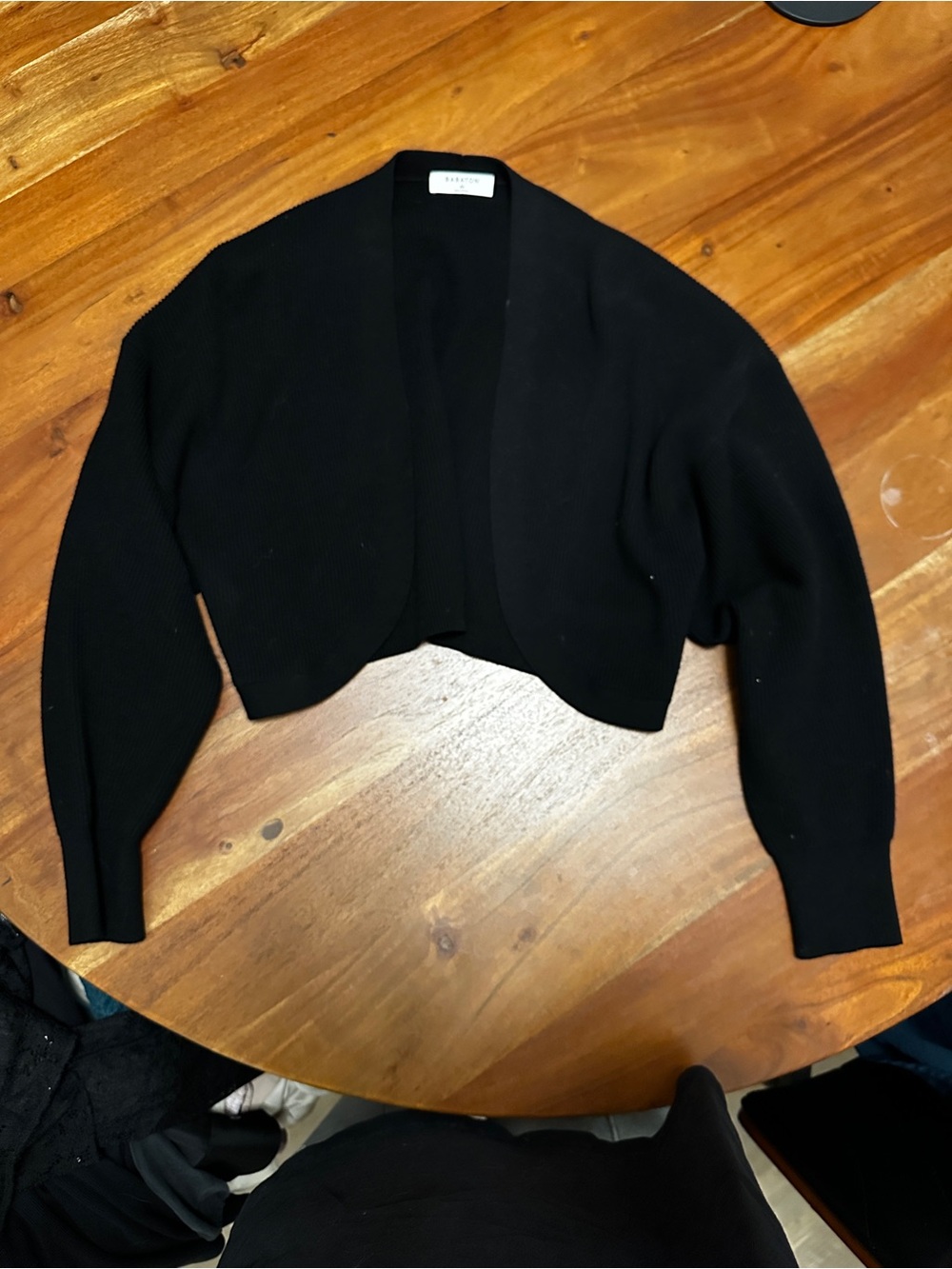 Aritzia Black Cropped Open-Front Knit Bolero